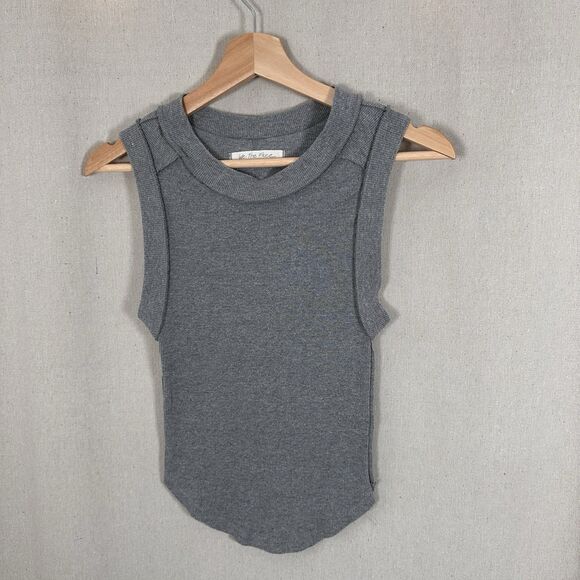 We The Free Kate Tank Top Gray Ribbed Sleeveless Muscle Tee Size XS - Picture 4 of 9